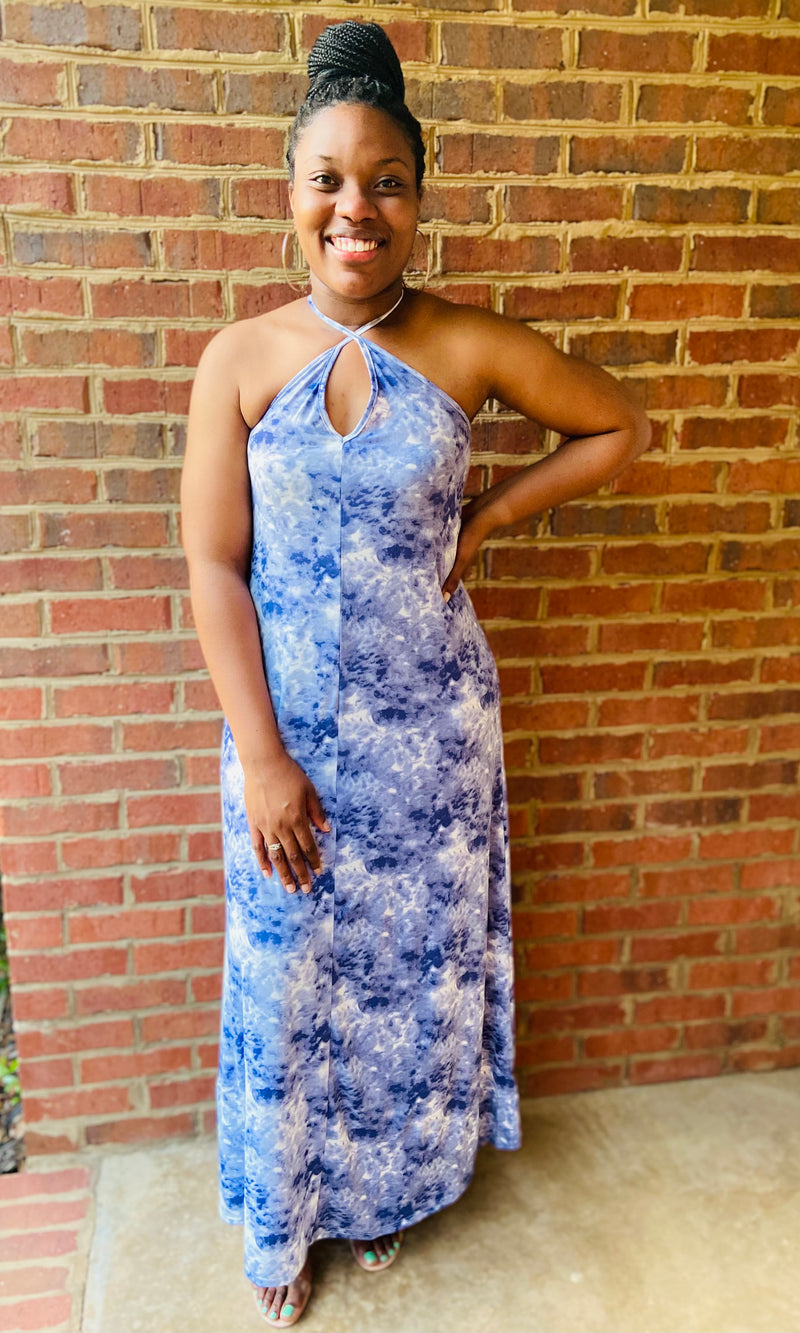 Cloudy Blu Maxi Dress