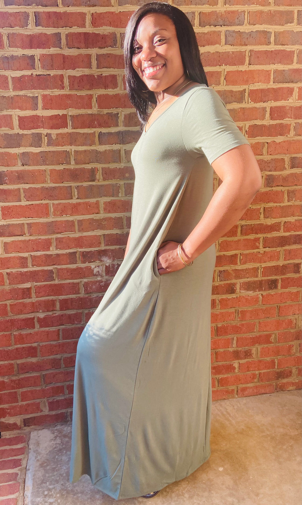 Ready for Anything Maxi Dress- LT Olive (S-XL)