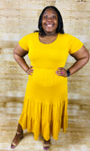 Layered Dazed Dress- Mustard (Plus Size)