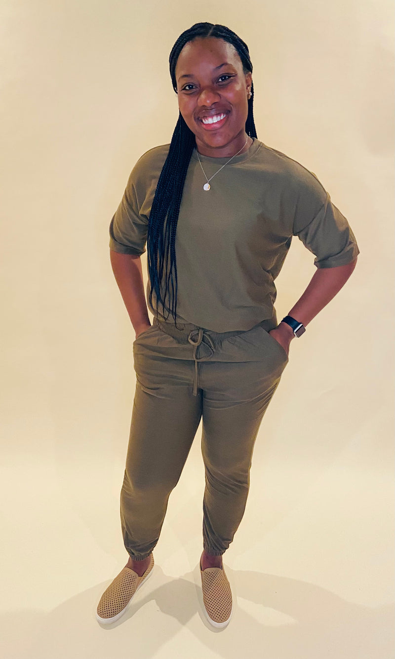 Terri Jogger Set- Dark Olive (S-XL)