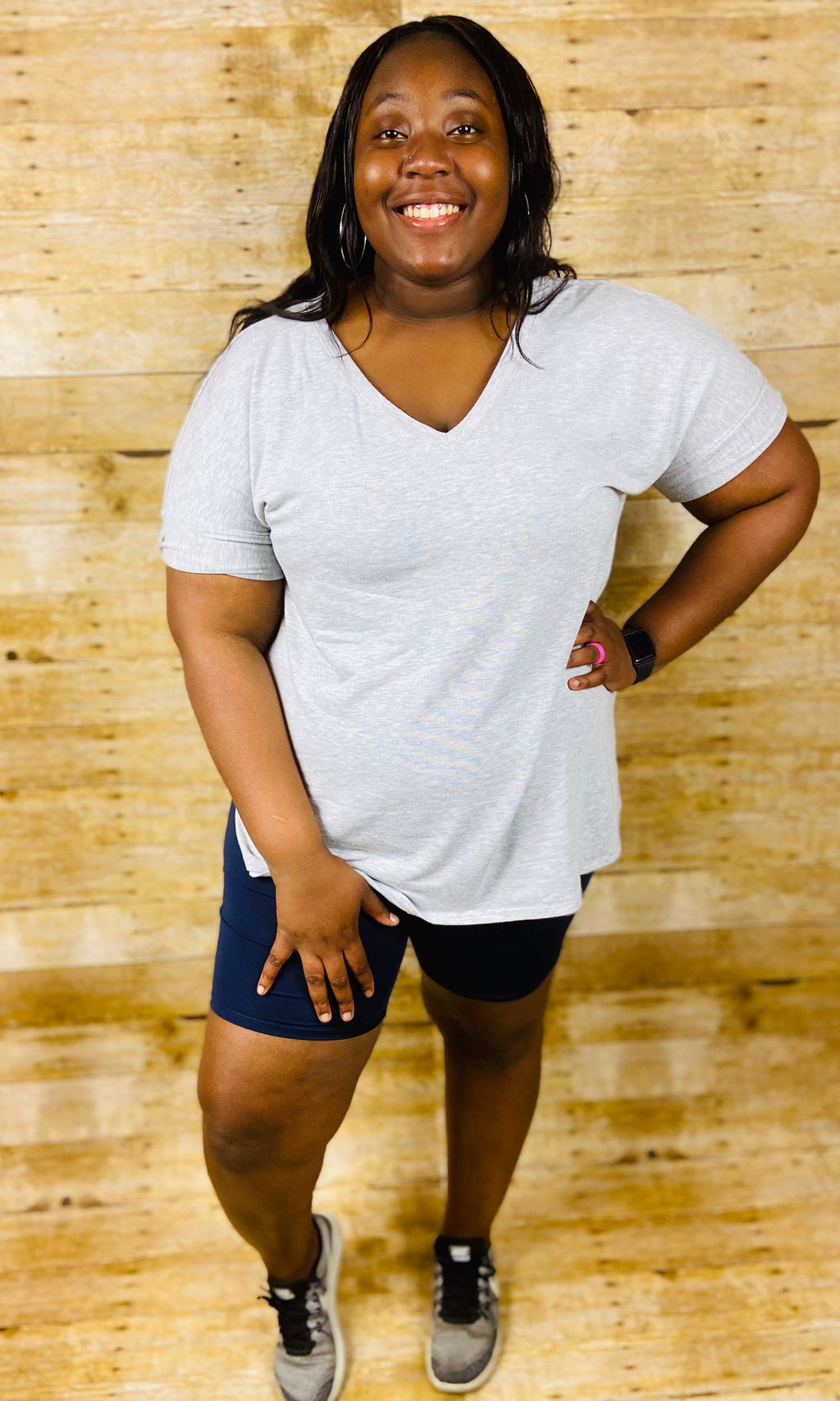 Kelly Simple Biker Shorts- Navy (Plus Size)