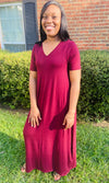 Ready for Anything Maxi Dress- Burgundy (S-XL)