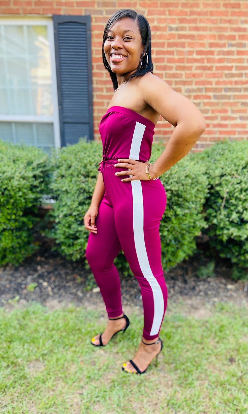 Jumping to Conclusions Jumpsuit- Burgundy