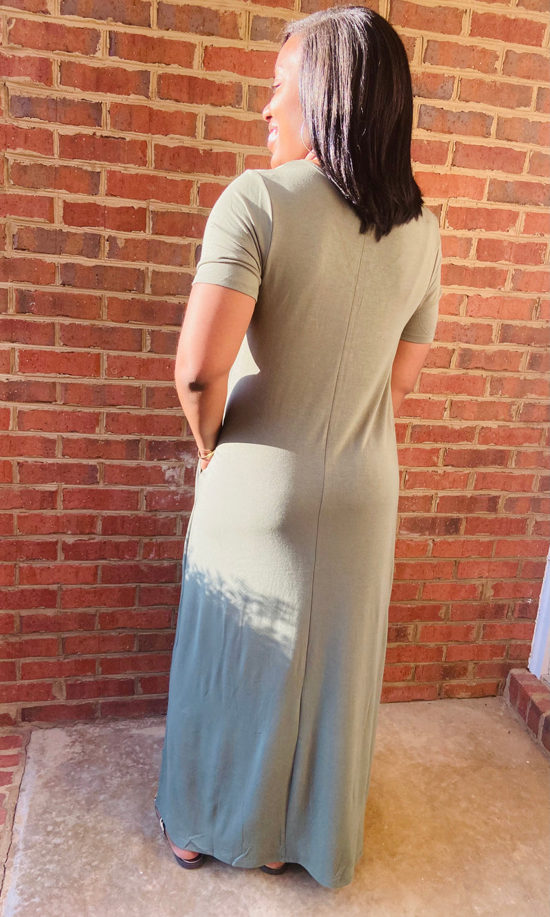 Ready for Anything Maxi Dress- LT Olive (S-XL)