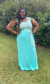 Striped Mint Maxi- (Plus Size)