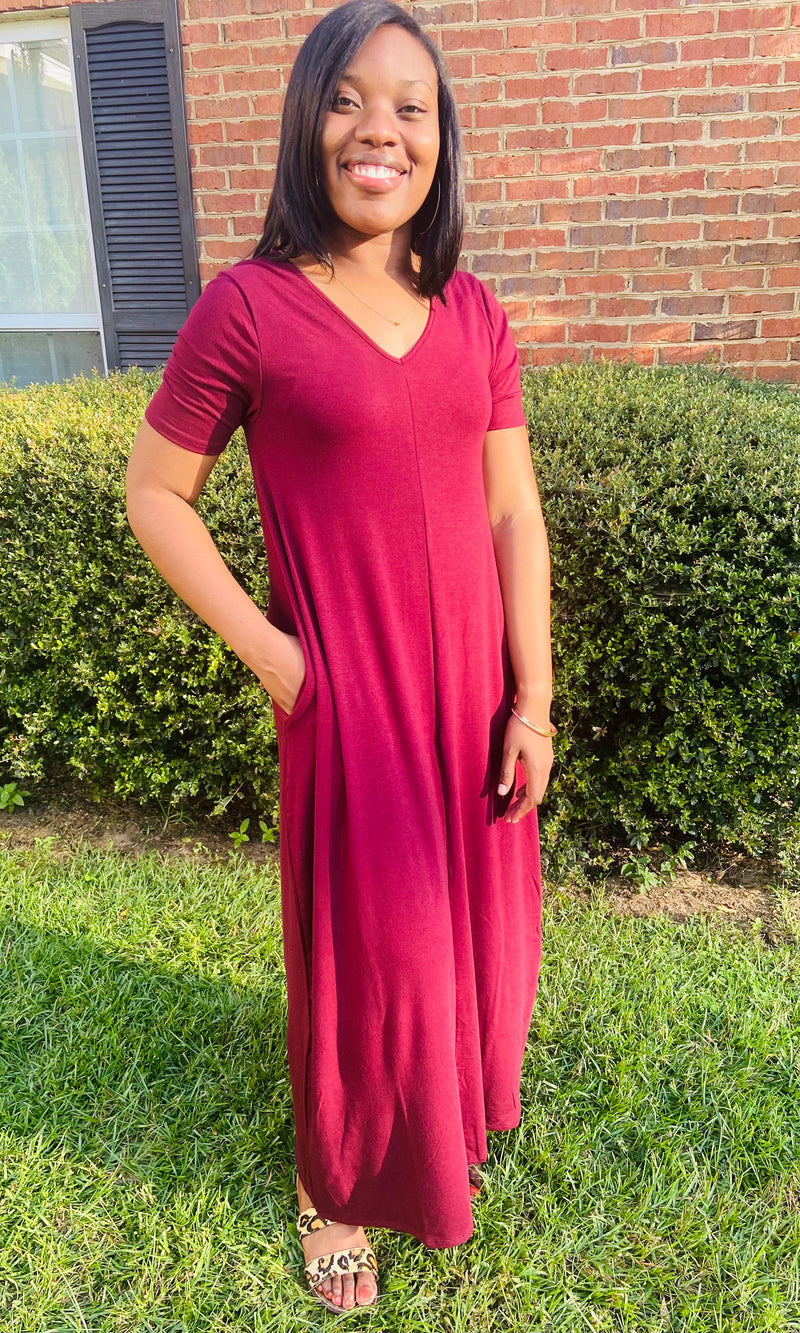 Ready for Anything Maxi Dress- Burgundy (S-XL)